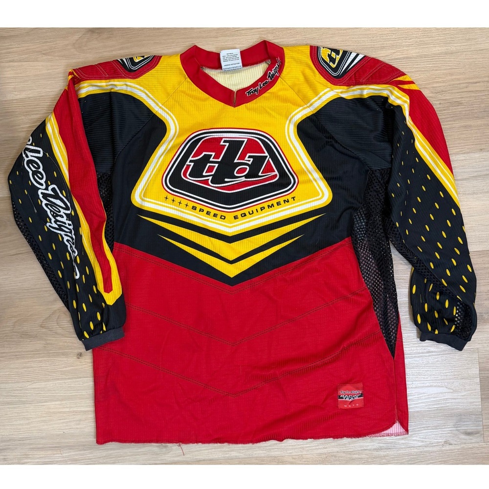 Vintage Troy Lee Designs Motocross Jersey Red, Yellow, Black‎ Y2K